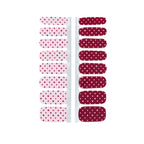 Dottie nail polish wrap sheet in burgundy and pale pink polka dots