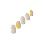 Dream Weaver soft pastel gingham and swirl nail polish wraps in pink, yellow, green and lilac shown on five nail tips