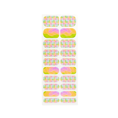 Dream Weaver nail polish wrap sheet in soft pastel gingham and swirls