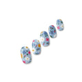 Flower Market light blue floral nail polish wraps with daisies and wildflowers shown on five nail tips