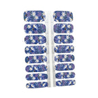 Forget Me Not nail polish wrap sheet in periwinkle blue with white daisies and pink wildflowers