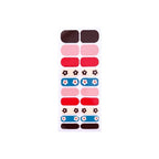 Groovy nail polish wrap sheet in retro red, soft pink and brown with daisy details