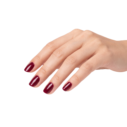 Hand wearing Grapevine glossy deep burgundy nail polish wraps