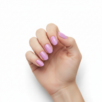 Hand wearing Hey Mickey bubblegum berry pink nail polish wraps