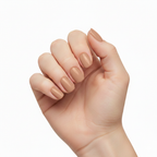 Hand wearing Iced Latte creamy beige nail polish wraps