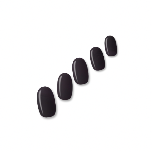 Ink Heart inky midnight blue nail polish wraps shown on five nail tips