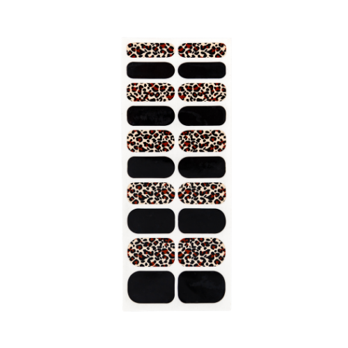 Jungle Fever nail polish wrap sheet in nude animal print and solid black