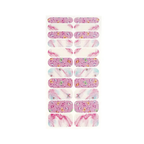 Kaleidoscope nail polish wrap sheet in pink and lilac marble with butterflies