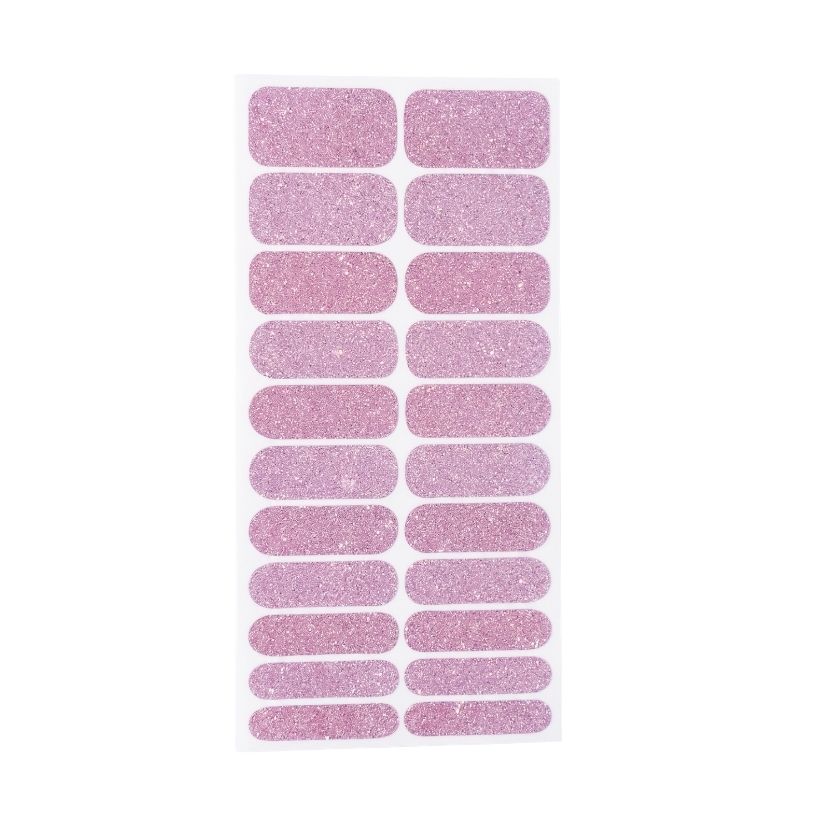Nevada nail polish wrap sheet in musky pink glitter with silver shimmer