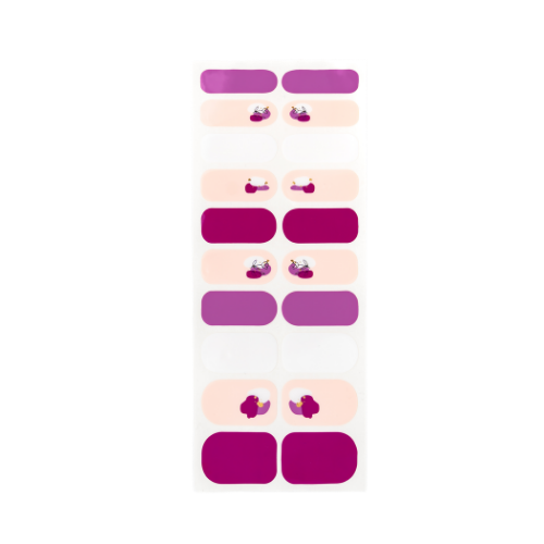 Pink Silhouette nail polish wrap sheet in berry, orchid and blush with flower silhouettes