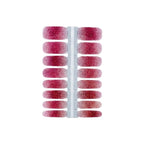 Reno nail polish wrap sheet in silver to rosy pink to cranberry red glitter ombre
