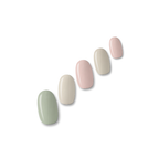 Swirl sage green, cream and blush pink nail polish wraps shown on five nail tips