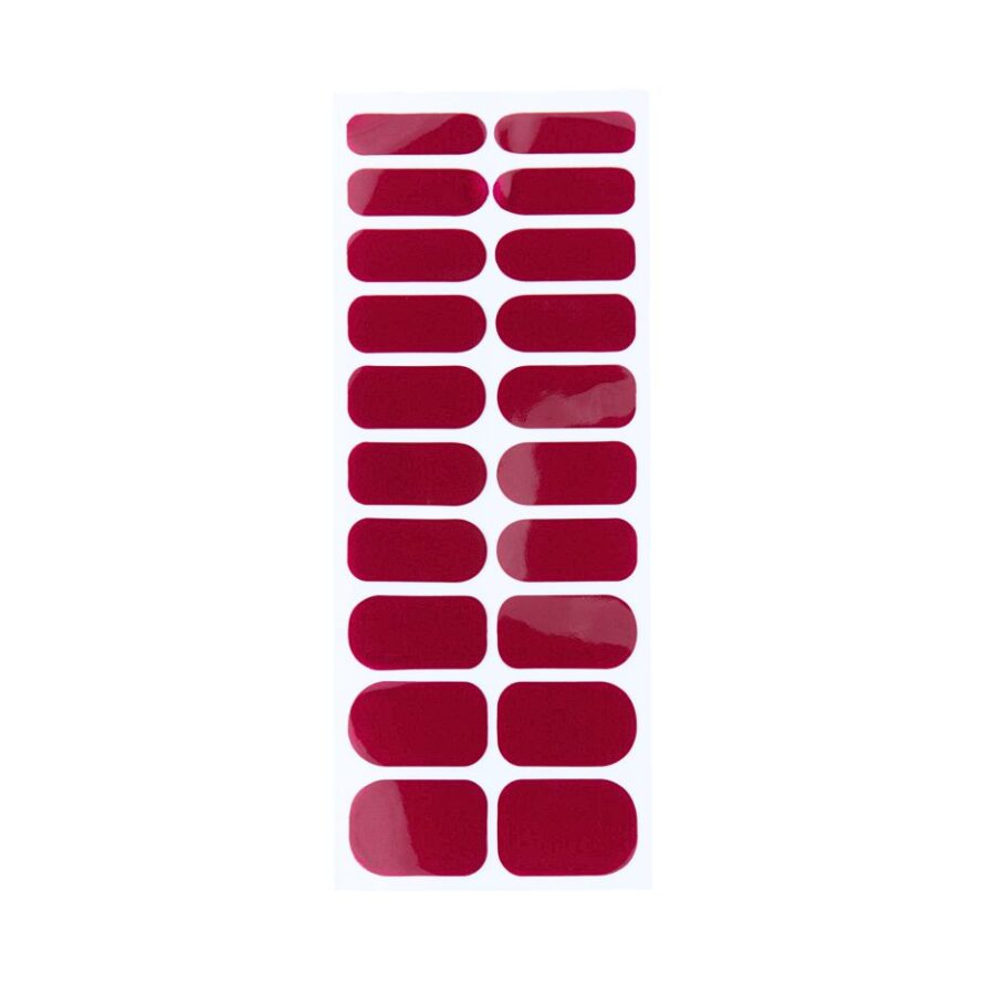 Gel With Us Grapevine Nail Wraps strip in deep glossy crimson-burgundy.