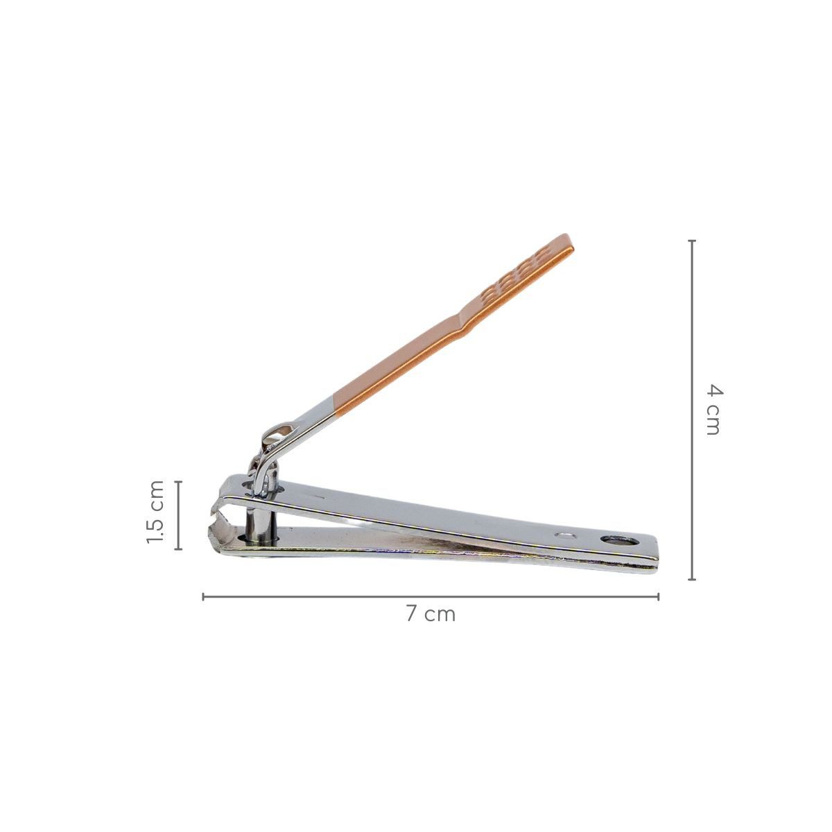 Small metal nail clipper finished off with bronze detailing on the handle.
