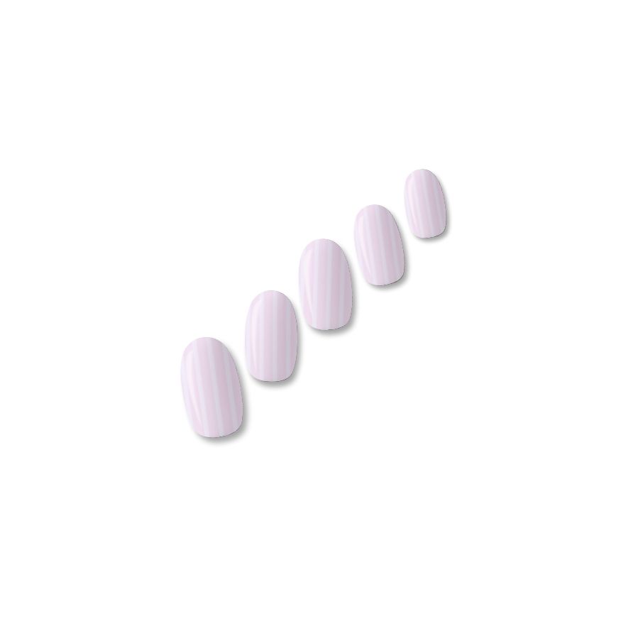 Gel With Us_Taffy A sweet glossy stripe in soft pink and white. Fresh, feminine, and effortlessly pretty for a classic summer manicure.
